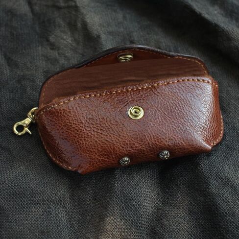 Brown Leather Handmade Traditional Large Eyeglass Case with Brass Buckle in Saudi Arabia