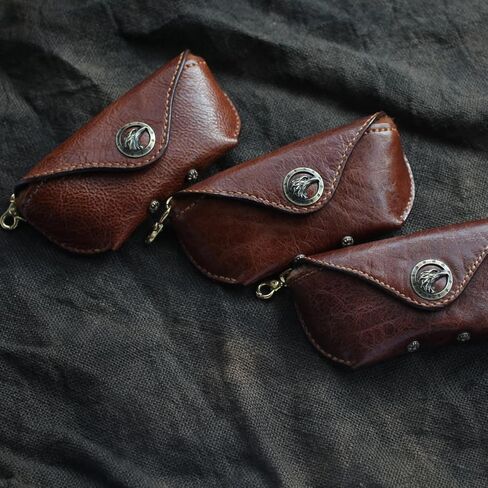 Brown Leather Handmade Traditional Large Eyeglass Case with Brass Buckle in Saudi Arabia