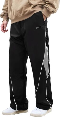 SEAUR Men's Y2k Baggy Sweatpants Parachute Pants Wide Leg Striped Track Pants Casual Cool Streetwear in Saudi Arabia