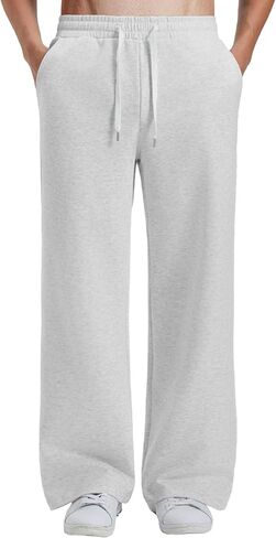 بنطلون رياضي فضفاض للرجال من Susclude، رباط خصر مرن قابل للتمدد واسع الساق، سروال رياضي كاجوال من القطن للتمرين in Kuwait