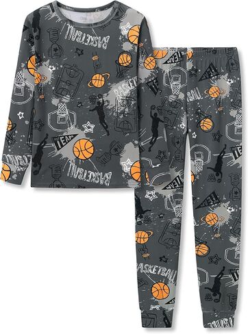 Tebbis Little Boys Pajamas - Soft Snug-fit PJs Long Sleeves & Pants Sleepwear Set Baseball Toddler Jammies Size 4T-14 in Saudi Arabia