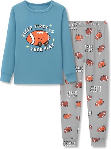 Tebbis Little Boys Pajamas - Soft Snug-fit PJs Long Sleeves & Pants Sleepwear Set Baseball Toddler Jammies Size 4T-14 in Saudi Arabia