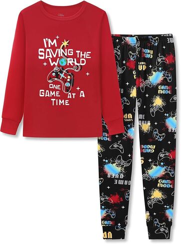 Tebbis Little Boys Pajamas - Soft Snug-fit PJs Long Sleeves & Pants Sleepwear Set Baseball Toddler Jammies Size 4T-14 in Saudi Arabia
