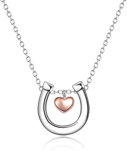 POPLYKE Horseshoe Necklace for Women 925 Sterling Silver Lucky Horse equestrian Horse shoe stirrup Jewelry Gifts in Saudi Arabia