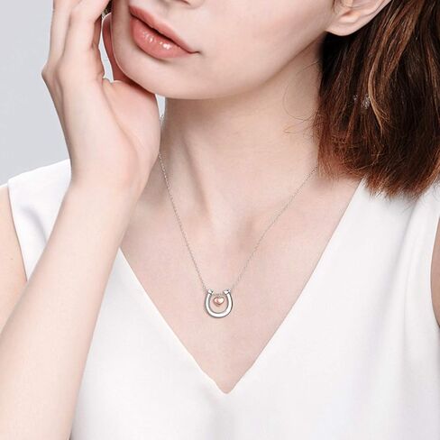 POPLYKE Horseshoe Necklace for Women 925 Sterling Silver Lucky Horse equestrian Horse shoe stirrup Jewelry Gifts in Saudi Arabia