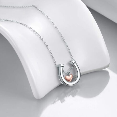 POPLYKE Horseshoe Necklace for Women 925 Sterling Silver Lucky Horse equestrian Horse shoe stirrup Jewelry Gifts in Saudi Arabia