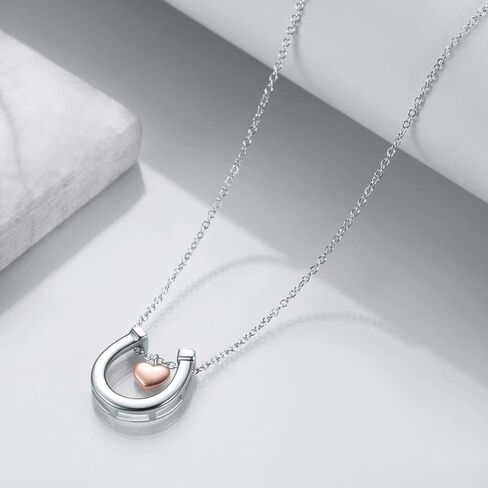 POPLYKE Horseshoe Necklace for Women 925 Sterling Silver Lucky Horse equestrian Horse shoe stirrup Jewelry Gifts in Saudi Arabia