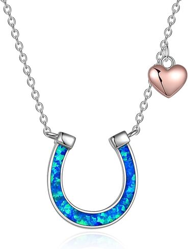 POPLYKE Horseshoe Necklace for Women 925 Sterling Silver Lucky Horse equestrian Horse shoe stirrup Jewelry Gifts in Saudi Arabia