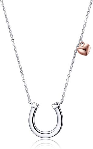 POPLYKE Horseshoe Necklace for Women 925 Sterling Silver Lucky Horse equestrian Horse shoe stirrup Jewelry Gifts in Saudi Arabia