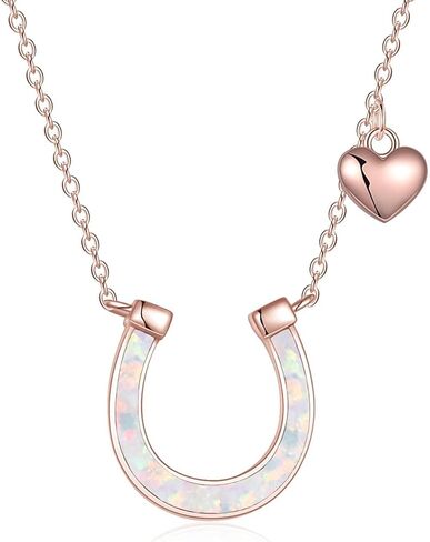 POPLYKE Horseshoe Necklace for Women 925 Sterling Silver Lucky Horse equestrian Horse shoe stirrup Jewelry Gifts in Saudi Arabia