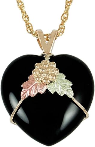 Natural Heart Onyx Pendant with 12k Black Hills Gold Leaves in Saudi Arabia