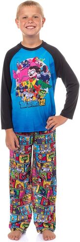 INTIMO Teen Titans Go! Pajamas Boys' Filmstrip Design 2-Piece Lounge Sleep Set Loungewear in Saudi Arabia
