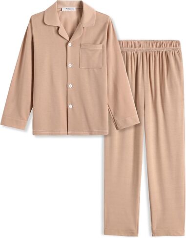 Arshiner Boys Pajamas Set Long Sleeve Button-Down Sleepwear 2 Piece Pjs Set for Boys 5-13 Years in Saudi Arabia