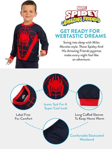 Marvel Miles Morales Pajamas, Spidey And His Amazing Friends Pajamas, Spiderman PJs For Boys in Saudi Arabia