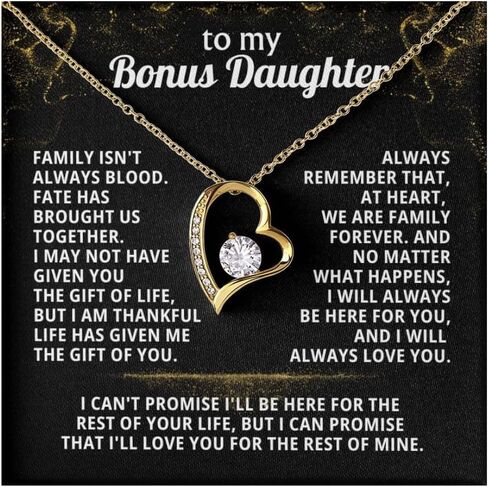 Jewelry TO MY BONUS DAUGHTER From Dad, Gift from Dad, Christmas, Necklace for bonus daughter, Birthday, Step daughter, Adult, FAMILY FOREVER in Kuwait