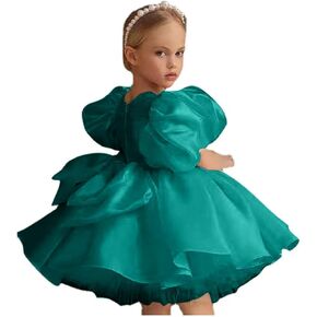 Flower Girl Dresses Puffy Tulle Layers Birthday Party Dress Satin Princess Pageant Gown for Girls PT605 in Saudi Arabia