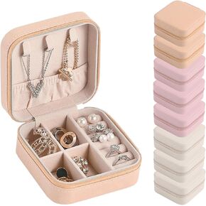36 Pack Travel Jewelry Case Bulk, 6 Color4×4×2 in Mini Portable Jewelry Box Organizer for Rings Earrings Necklaces, PU Leather Small Travel Jewelry Case Set for Women Bridesmaids Gifts in Kuwait