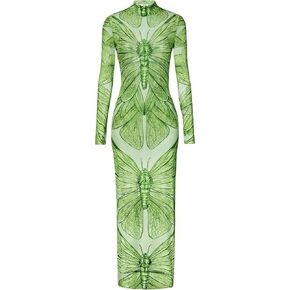 JW PEI Women's Emerald Dragonfly Sheer Mesh Gown in Saudi Arabia