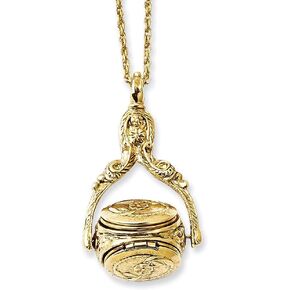 Diamond2Deal 1928 Gold-tone Three Sided Spinner Oval Locket 30in Necklace Fine Jewelry Gift for Women in Saudi Arabia