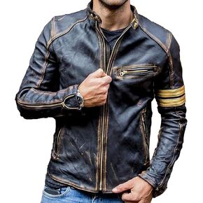 Mens Vintage Cafe Racer Distressed Biker Leather Jacket | Motorcycle Leather Jacket for Men in Saudi Arabia