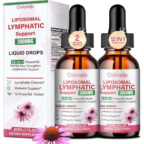 2 Pack Extra Powerful 3000MG Liposomal Lymphatic Drainage Drops-12 in 1 Organic Lymphatic Drainage Supplement with Burdock Root, Echinacea, Elderberry, Calendula Flower Etc for Supports Lymphatic in Saudi Arabia