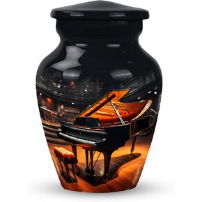 بيانو جميل المظهر، جرة حرق سيراميك سوداء كبيرة للرماد البشري، جرة مزخرفة مع غطاء/قابس قابل للإزالة in Kuwait