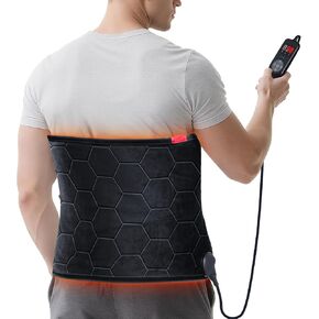 وسادة تدفئة أسفل الظهر: 2X لفافة من الجرافين حول وسادة تدفئة ساخنة للغاية لتخفيف آلام الظهر - وسادة تدفئة للخصر القطني للتخفيف بشكل أعمق أثناء القراءة أو مشاهدة التلفزيون - إيقاف تلقائي لمدة 4 ساعات 12 بوصة × 44 بوصة in Kuwait