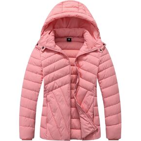 Women's Lightweight Quilted Down Coat | Windproof, Waterproof, Detachable Hood, Warm for Winter Travel in Saudi Arabia