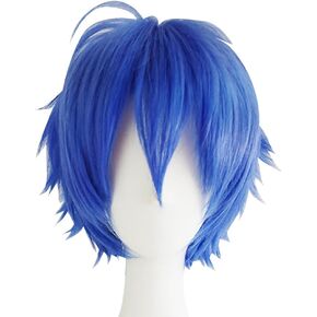 Short Anime Wig Layered Synthetic Wig Cosplay Party Wig Fluffy Hair Wig Halloween Costume Wig Fancy Dress Wig Carnival Night Club Wig for Women Men Light Blue in Saudi Arabia
