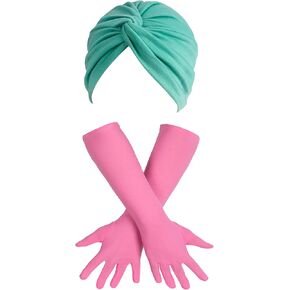 Christmas Adult Attic Costume Pink Gloves Green Headwear Turban Hat Halloween Vacation Cosplay Accessories in Saudi Arabia
