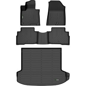 ANBINGO®- Floor Mats & Cargo Liner Custom for Hyundai Kona 2024 2025 (Not for EV) All Weather Protection TPE Waterproof Non-Slip Car Floor Mats 1st, 2nd Row Set & Cargo Mat -Black in Saudi Arabia