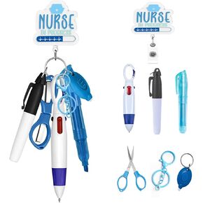 Nurse Pen Retractable Badge Reels ID Clip with Ballpoint Pens, Highlighters, Permanent Markers Accessories for Nursing Nurses Student Gifts 7PCS in Saudi Arabia