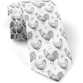 Skinny Slim Fashion Necktie for men, Novelty Conversational Neckwear Ties (Chicken Breeding Pattern) in Kuwait