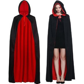 Halloween Vampire Hooded Cape, Unisex Reversible Cloak with Hood Halloween Witch Cape for Party Cosplay Costumes in Saudi Arabia
