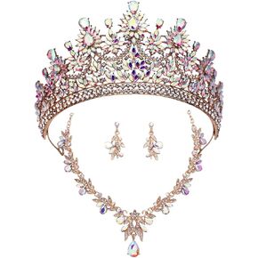 Crowns and Tiaras Jewelry Set for Women.Wedding Crown and Necklace Earrings Birthday Party Pageant Bridal Jewelry Sets Costume Tiara Accessories in Saudi Arabia