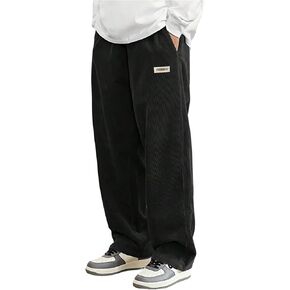 Boy's Corduroy Pants Patched Elastic Waist Straight Leg Pants Loose Casual Trousers with Pockets in Saudi Arabia
