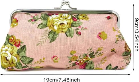 "4PCS Elegant Floral Canvas Coin Purse Kiss Lock Change Purse Vintage Rose Pattern Clasp Closure Wallet for Women, 4 Colors" in Saudi Arabia