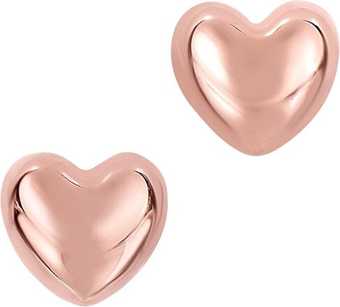 14k Gold Shiny Puff Heart Shape Stud Earrings 7 x 8mm in Saudi Arabia
