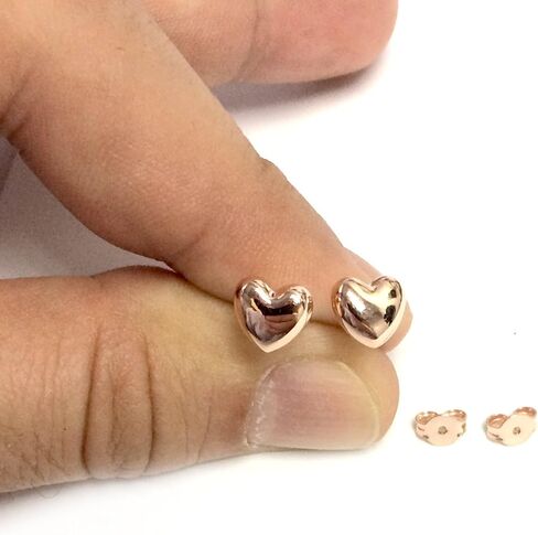 14k Gold Shiny Puff Heart Shape Stud Earrings 7 x 8mm in Saudi Arabia