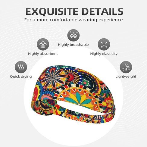 عصابة رأس مرنة للتمرين من Native American Boho للنساء والرجال، عصابات رأس واسعة للنساء عصابات رأس رياضية - رباط شعر رياضي مرن أنيق للياقة اليوغا in Kuwait