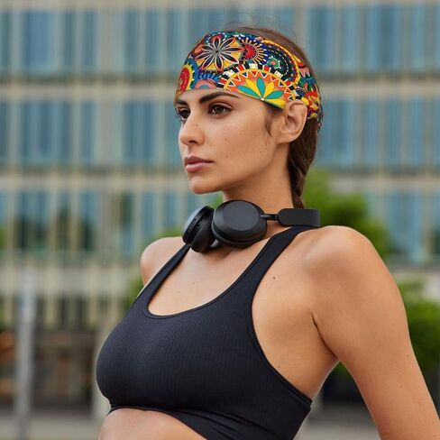عصابة رأس مرنة للتمرين من Native American Boho للنساء والرجال، عصابات رأس واسعة للنساء عصابات رأس رياضية - رباط شعر رياضي مرن أنيق للياقة اليوغا in Kuwait