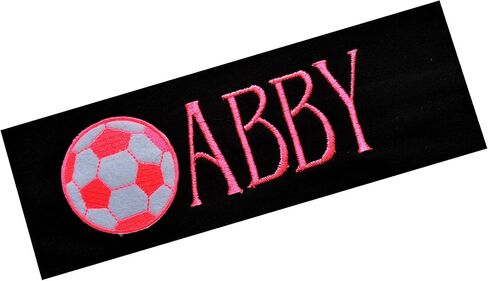 Funny Girl Designs Personalized Monogrammed NEON Soccer Ball Patch Cotton Stretch Headband in Saudi Arabia