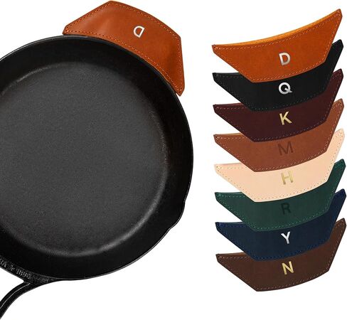 مجموعة مقبض مقلاة جلدية مخصصة مكونة من 2-100% حامل وعاء من الجلد الطبيعي - حامل وعاء مخصص - حامل وعاء جلدي - غطاء مقبض من الحديد الزهر - غطاء مقبض مقلاة مخصص - صنع في الولايات المتحدة الأمريكية. in Kuwait