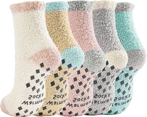 Zando Comfy Socks Fleece Socks Winter Socks Womens Grip Socks Women Cozy Gifts for Women Gifts for Elderly Women in Kuwait