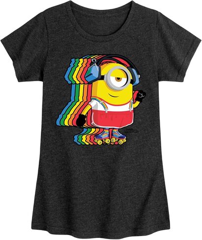 تي شيرت Despicable Me Minions - Retro Rainbow Skater - تي شيرت برسومات قصيرة الأكمام للفتيات الصغيرات والشباب in Kuwait
