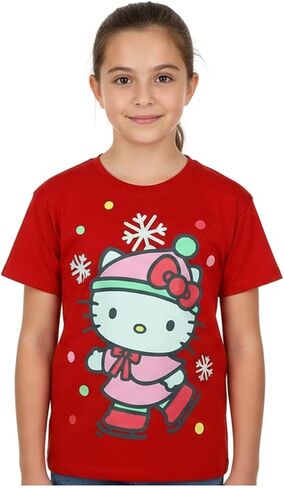 Hello Kitty T-Shirt Girls' Ice Skates and Snowflakes Short Sleeve Kids Tee in Saudi Arabia
