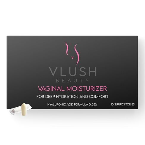 تحاميل مرطبة مهبلية من VLUSH - ترطيب عميق مع حمض الهيالورونيك لجفاف المهبل ودعم انقطاع الطمث والراحة اليومية، مصنوعة في منشأة مسجلة لدى إدارة الغذاء والدواء - خالية من الهرمونات (10 قطع) in Kuwait