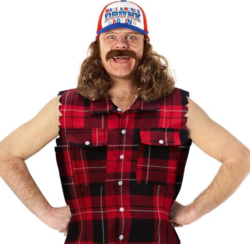 Morph Trucker Hat With Hair For Mens Halloween Costumes For Men Hat With Hair Mullet Wigs For Men in Saudi Arabia