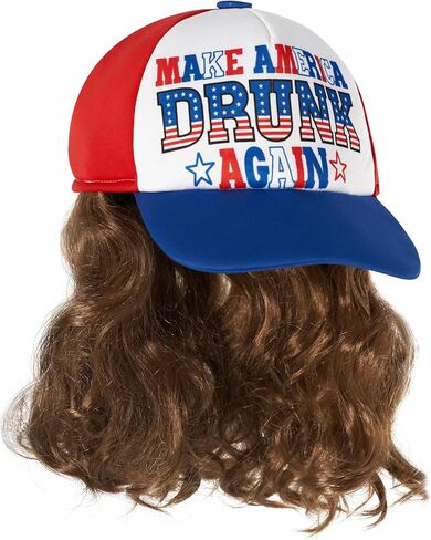 Morph Trucker Hat With Hair For Mens Halloween Costumes For Men Hat With Hair Mullet Wigs For Men in Saudi Arabia