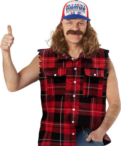 Morph Trucker Hat With Hair For Mens Halloween Costumes For Men Hat With Hair Mullet Wigs For Men in Saudi Arabia